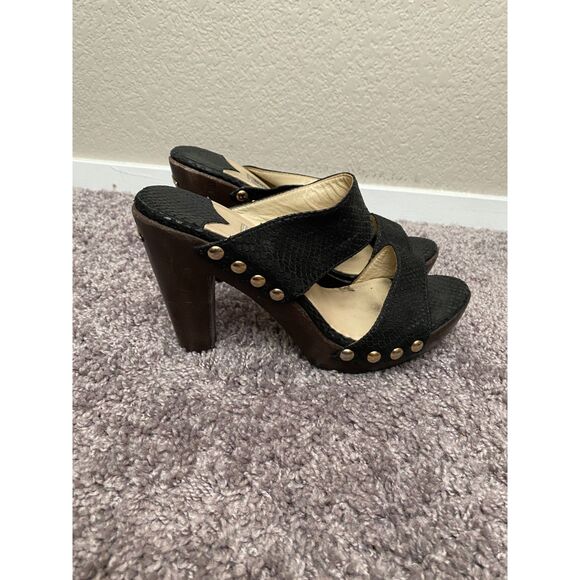 JIMMY CHOO Black Suede Studded Heeled Slide Ons Size 9 - Picture 4 of 16